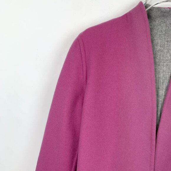 Maxmara Womens Reversible Pink & Gray Wool Belted Coat V-Neck Long Sleeves Size - Picture 5 of 10